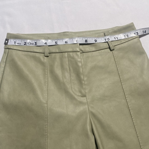 7 For All Mankind Sage Green Faux Leather Wide Leg Pants Size XS - Picture 3 of 10